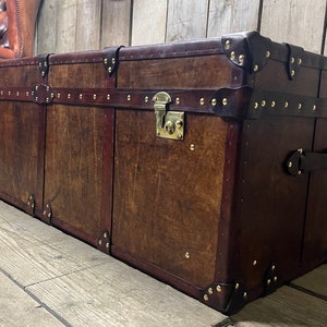 Large Bridle Leather Hand Dyed Coffee Chest, Room Decor