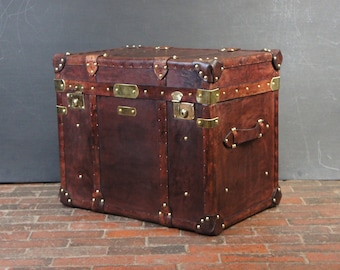 English Leather Hand Dyed Trunk End Table