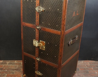 Luxury Antique Wardrobe Trunk by Goyard with Key