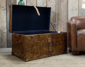 Handcrafted Bespoke Hand Dyed | Leather Coffee Table Trunk