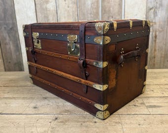Moynat antique leather travel trunk