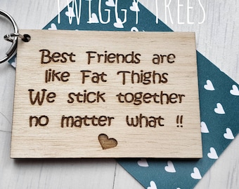 Hampton Art Friends like fat thighs They Stick Together Wooden Rubber Stamp