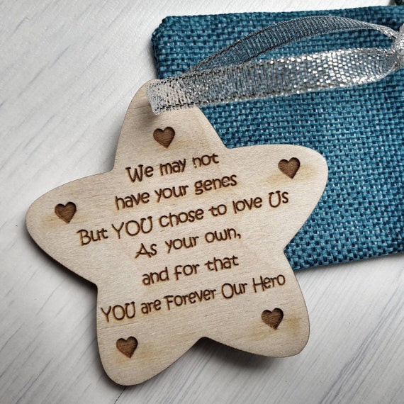 DECORATION STAR Step Dad We may not have your Genes chose Love Me stepdad  Forever my Hero father Fathers Day Gift present dna