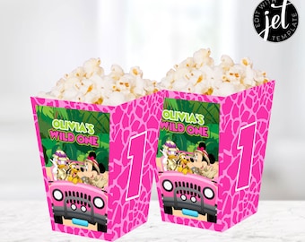 Mouse Kids Birthday Popcorn box ,Mouse Safari Popcorn template T010