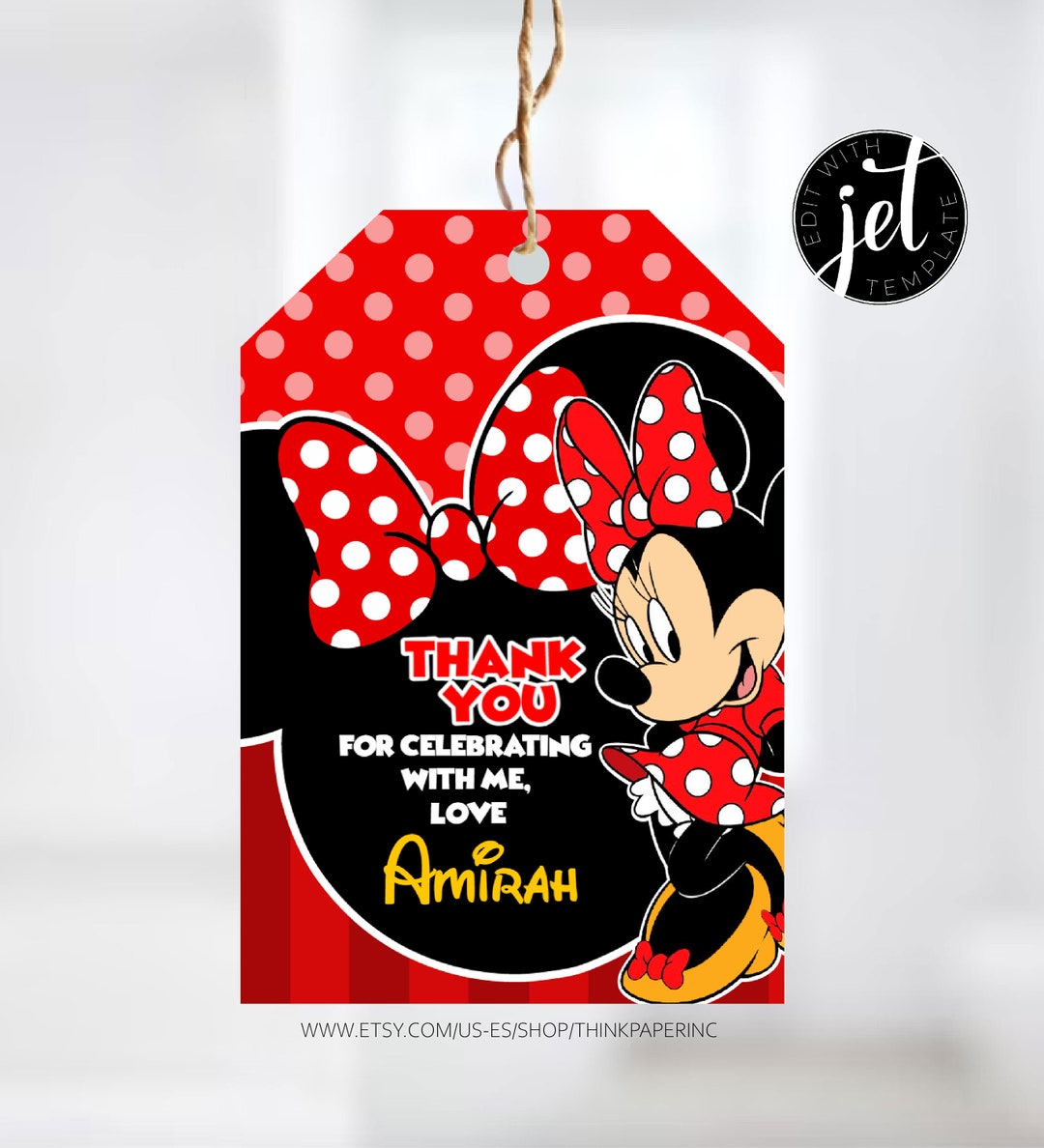 Mouse Birthday Thank You Tag, Template Printable, Birthday Favor Tags ...