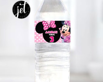 Mouse Birthday water labels, Printable templates, kids Birthday bottle labels, kids Editable water labels, T015