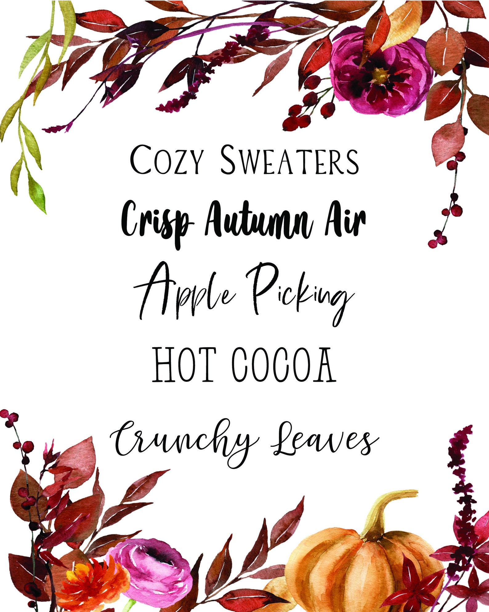 FAVORITE FALL THINGS Wall Art Bedroom Decor Printable - Etsy