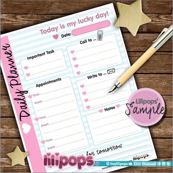 daily planner printable planner to do list daily schedule etsy