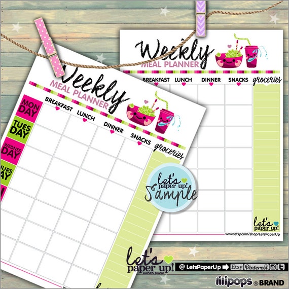 meal planner printable planner weekly meal planner to do etsy