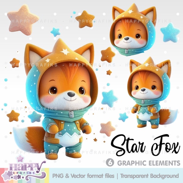 Fox Clipart, Fox Clipart Vector, Fox Graphics, Cute Fox, Fox Illustration, 3D Clipart, Clipart Fox, Nursery Art, Nursery Decor, Little Fox