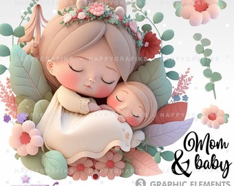 Mother's Day Clipart, Mother's Day Graphics, Family Clipart, Mom and Baby Clipart, Mother Clipart, Mother's Day PNG, Mom Clipart, Family