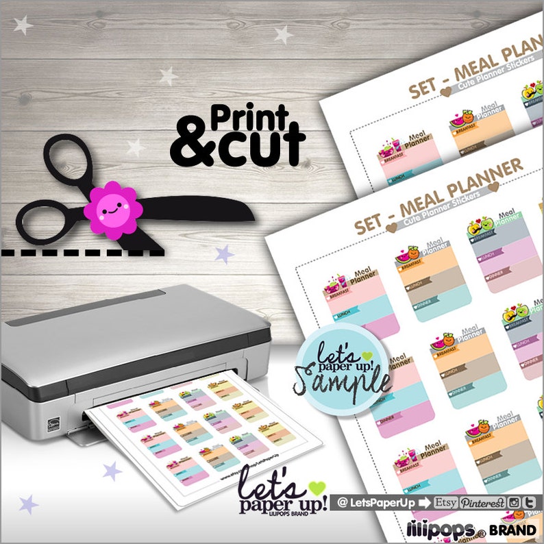 Meal Food Stickers Printable Planner Stickers Meal Planner Stickers Box Stickers Planner Accessories Kawaii Stickers