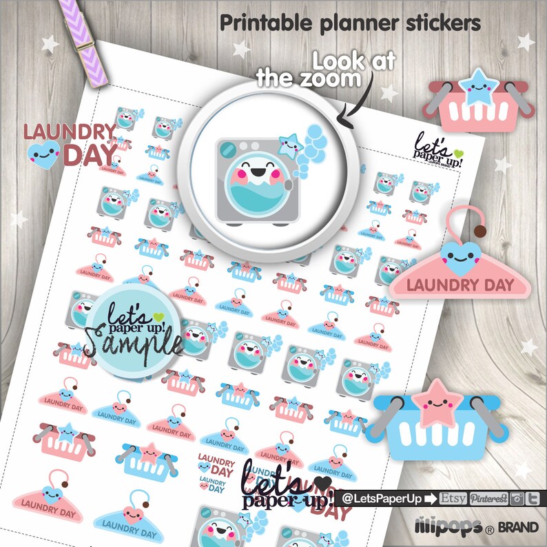 Laundry Sticker, Washing Machine Sticker, Chore Sticker, Home Chores Sticker, Printable Planner Sticker, Hanger Sticker, Planner Accessories 