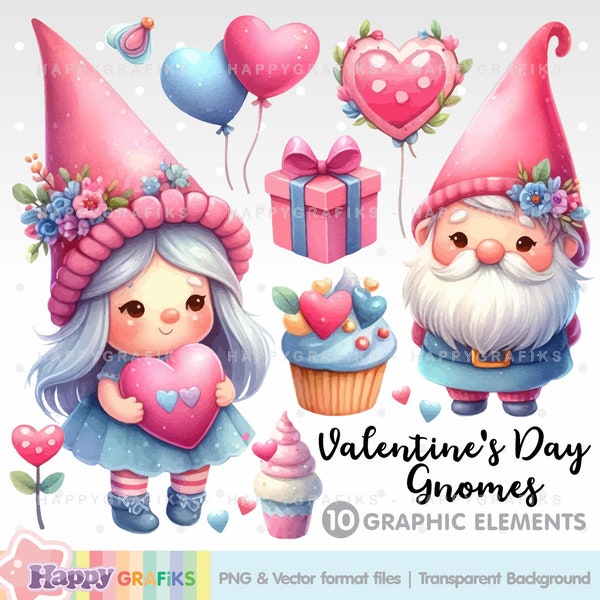 Gnome Clipart, Valentine Gnomes, Love Clipart, Valentines Clipart, Scandinavian Gnome, Love Graphics, Valentines Day, Printable Gnome, Pink