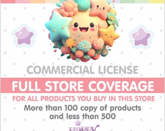 Commercial License, Full Store Coverage for more than 100 and less than 500 copies, Use this license for all products you buy in this shop