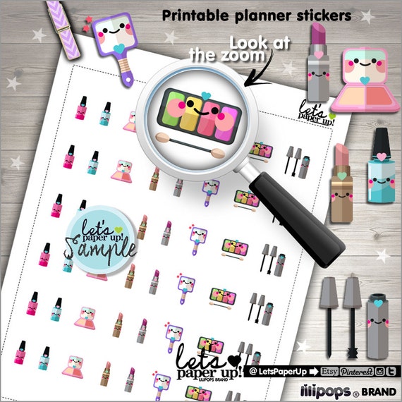 makeup stickers printable planner stickers cosmetic etsy
