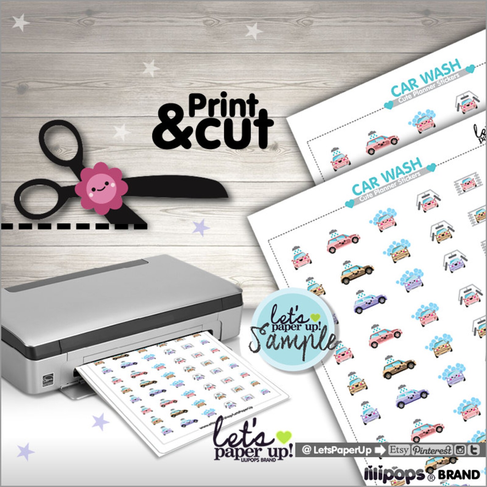 Car Wash Stickers Printable Planner Stickers Car Cleaning | Etsy