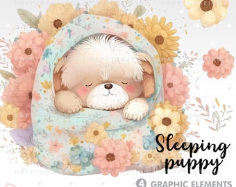 Dog Clipart Vector, Cute Dog Clipart, Puppy Clipart, Puppy Vector, Puppy PNG, Dog Clip Art, Dog Graphics, Pet Clipart, Pet Graphic, Sleeping