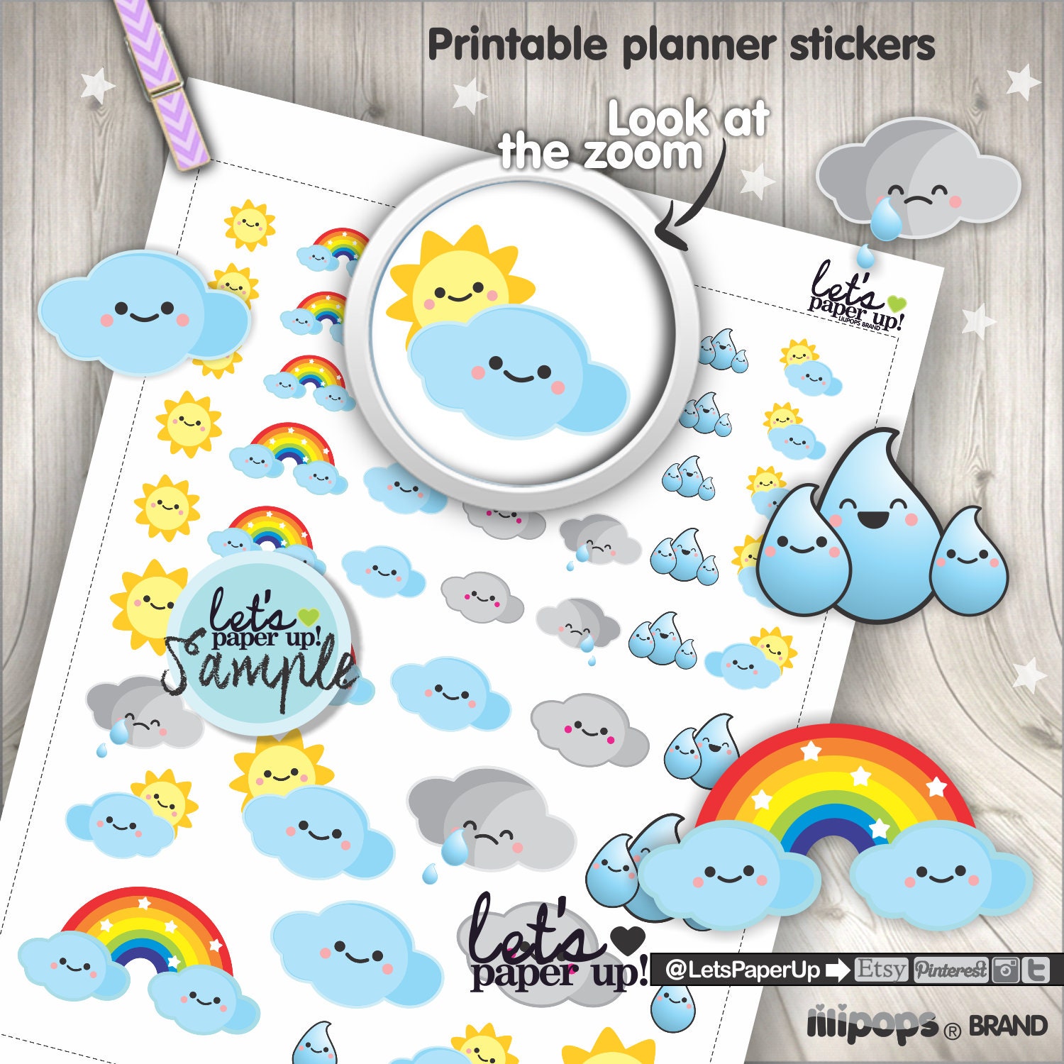 Weather Stickers Printable Planner Stickers Weather Icons | Etsy