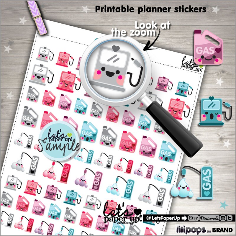 Gas Stickers, Printable Planner Stickers, Gas Pump Stickers, Gas Icon…