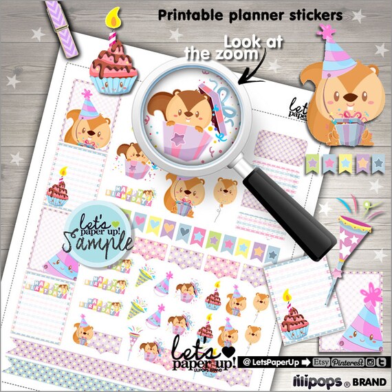 Birthday Stickers Printable Planner Sticker Birthday Pack | Etsy
