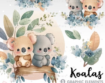 Koala Clipart, Animal Clipart, Koala Graphic, Bear Clipart, Png, Vector, Digital, Printable, Woodland Clipart, Forest Animal, Cute Bear