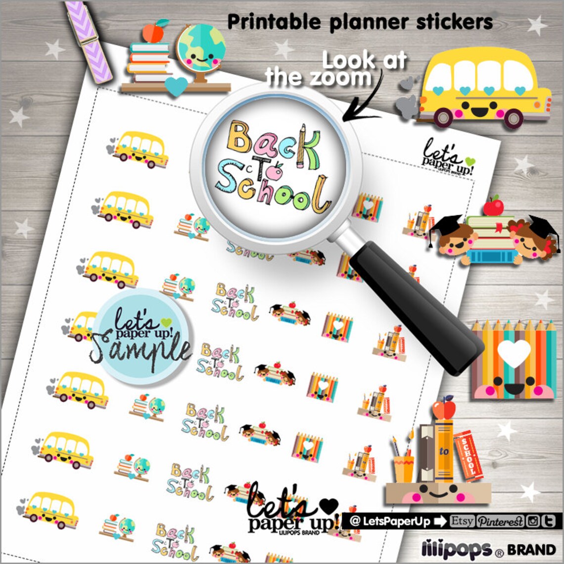 Back to School Stickers Printable Planner Stickers School | Etsy