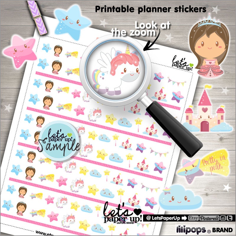 unicorn stickers printable stickers planner stickers etsy
