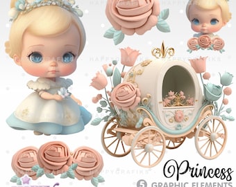 Princess Clipart, Princess Vector, Princess Illustration, Princess Images, Princess Graphics, Pretty Princess, Cute Characters, Princesses