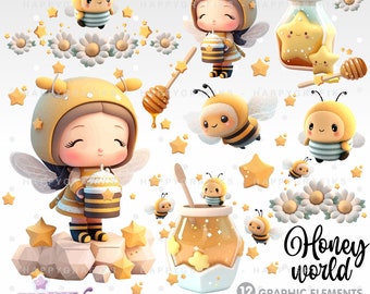 Bee Clipart Vector, Bee Girl Clipart, Bee Clipart, Bee Graphics, Bee PNG, Girl Clipart, Honey Bee Clipart, Bee Illustration, Vector Bee