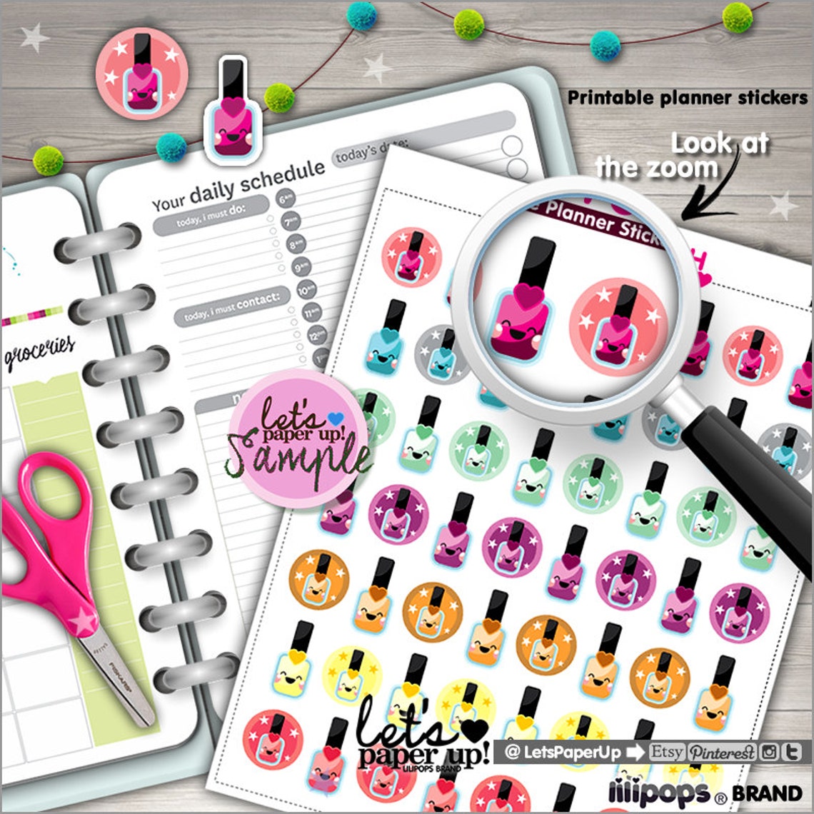 Nail Polish Stickers Printable Planner Stickers Planner Etsy