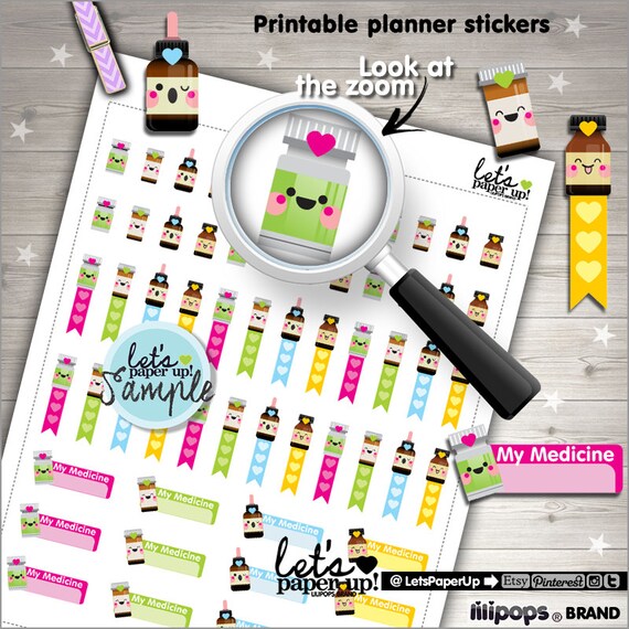Medicine Stickers Printable Planner Stickers Prescription | Etsy