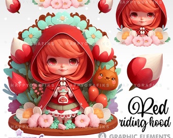 Red Riding Hood Clipart, Red Riding Hood Vector, Fairytale Clipart, Little Red Riding Hood, Red Riding Hood Party, Red Riding Hood Graphics