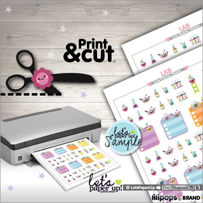 Lab Stickers Printable Planner Stickers Science Lab Etsy
