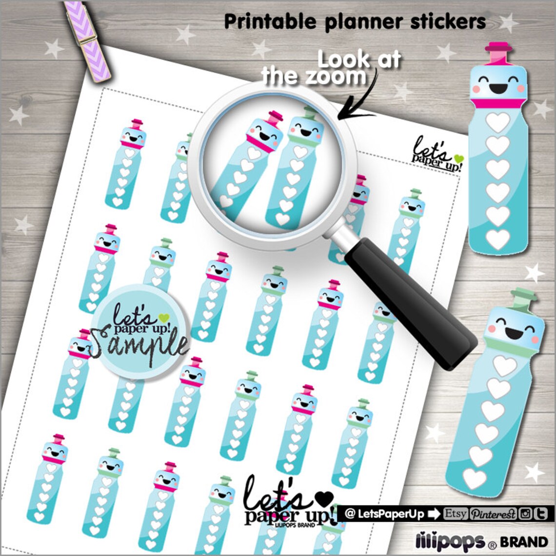 Hydration Stickers Printable Planner Stickers Water - Etsy