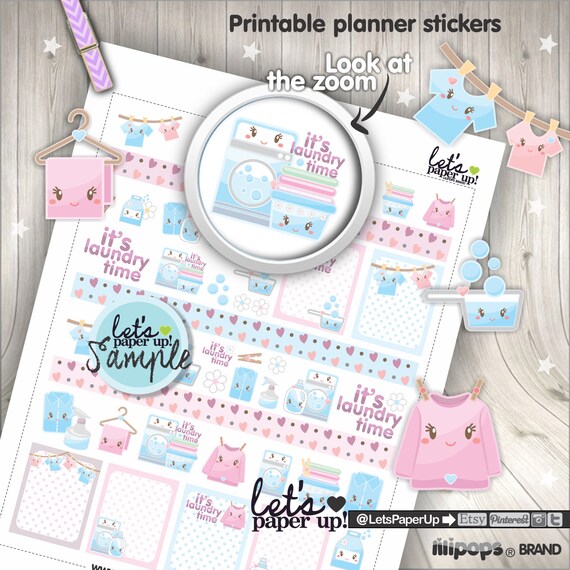 laundry stickers printable planner stickers basket stickers etsy