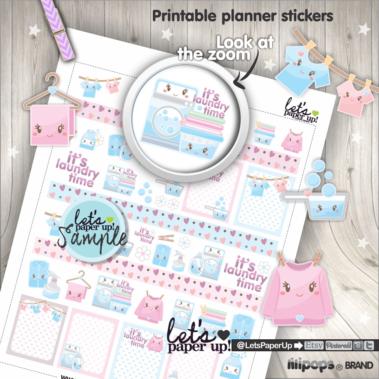 Laundry Stickers Printable Planner Stickers Basket Stickers | Etsy