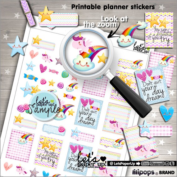 Unicorn Stickers Printable Planner Stickers Pastel Stickers - Etsy