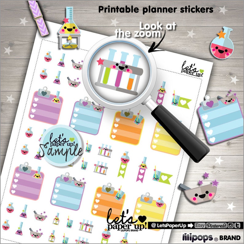 Lab Stickers Printable Planner Stickers Science Lab Etsy