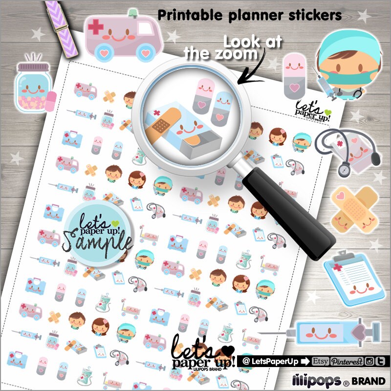 Medicine Stickers, Printable Planner Sticker, Prescription, Medicatio…