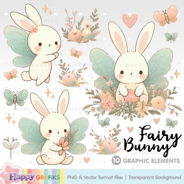 Fairy Clipart, Fairy Bunny, Bunny Clipart, Fairytale Clipart, Spring Clipart, Fairy Images, Animal Clipart, Rabbit Clipart, Spring Images