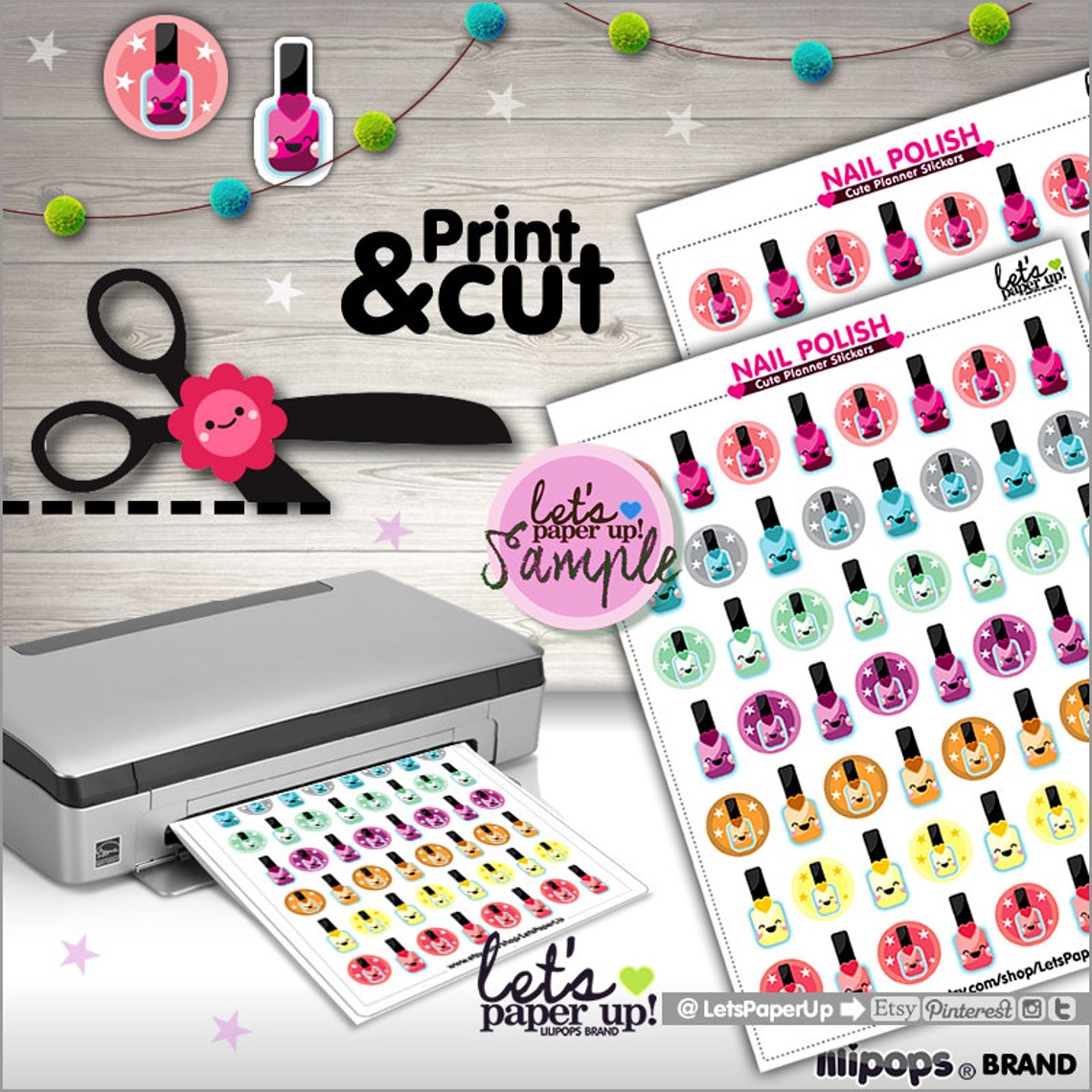 Nail Polish Stickers Printable Planner Stickers Planner Etsy