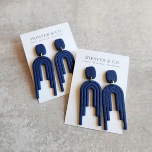 Blue Dangle Polymer Clay Earrings - The Angelica