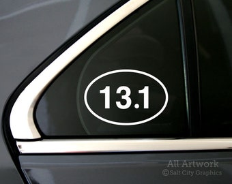 13.1 Race Decal, Half Marathon Sticker - Running Oval, Distance Runner, 13 point 1 - Vinyl, Car Decal, Laptop Sticker, for Window, Truck