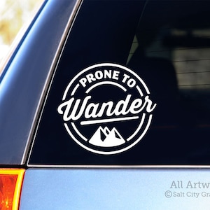 Prone to Wander Decal, Wanderer Sticker - Mountains, Outdoors, Backpacking, Explorer, Adventure - Vinyl, Car Decal, Laptop Sticker