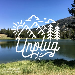 Unplug Decal, Disconnect Sticker - Tech Break, Get into Nature, Popular Sayings, Get Away - Vinyl, Car Decal, Window Sticker, Laptop Decal