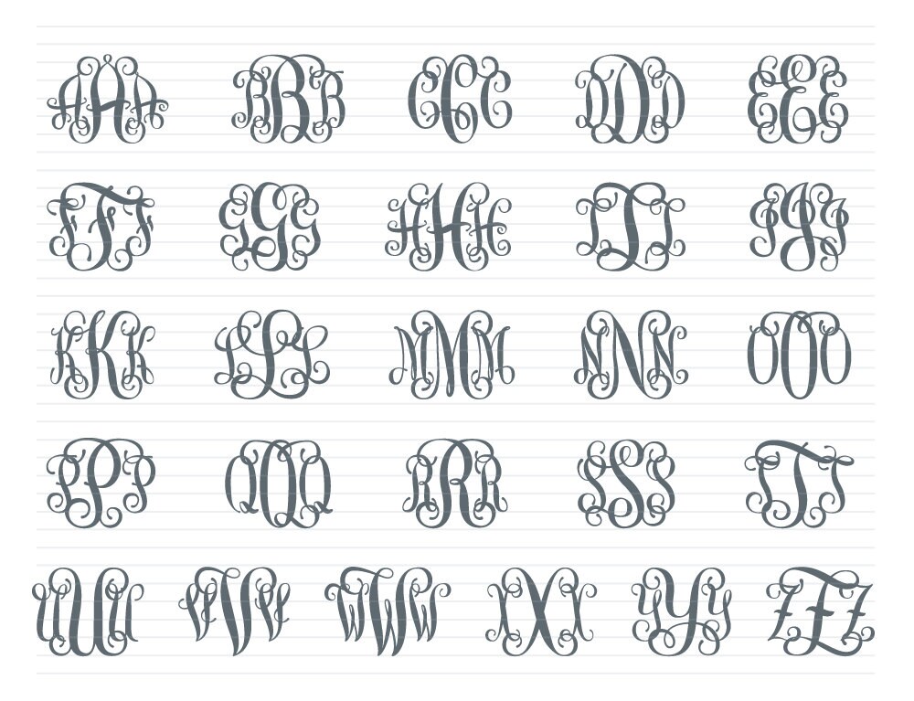 Micro Monogram Color Monogram Sticker for Car, Car Monogram Decal - Script Monogram ...