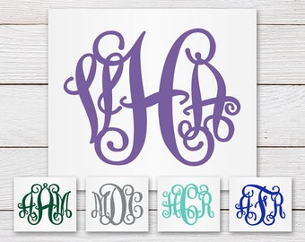 Color Monogram Decal, Personalized Sticker - Script Monogram Sticker, Custom Vinyl Decal, Planner Monogram - Laptop Sticker, Decal for Yeti