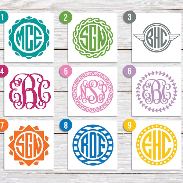 Monogram Vinyl Decal, Monogram Sticker - Personalized Monogram, Circle or Script - Car Decal, Laptop Sticker, Phone Sticker