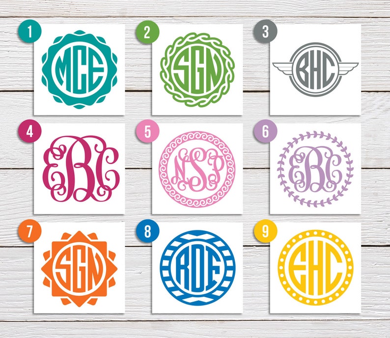 Monogram Vinyl Decal, Monogram Sticker - Personalized Monogram, Circle or Script - Car Decal, Laptop Sticker, Phone Sticker 